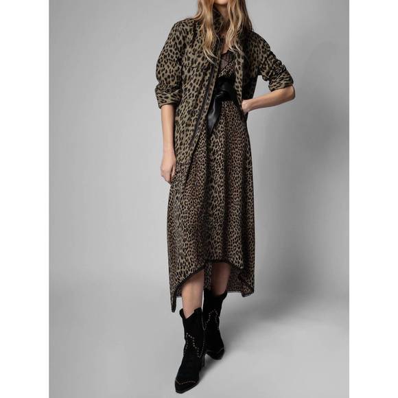 NEW ZADIG & VOLTAIRE kayaka leopard jacket in kaki - Picture 1 of 3